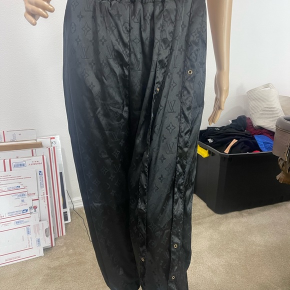 Satin Harem Trouser Running Pants, Black Jogger Track Pants, Size Large - Picture 4 of 16